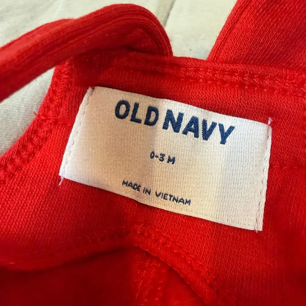 NWT Old Navy Red Fleece Overalls Soft Romper Baby Boy Girl 0-3 Months Christmas